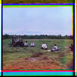 Russian Peasants, an early colour photograph, c. 1910